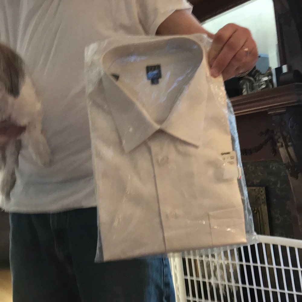 Ike Behar White mens dress shirt size 19 neck  36l